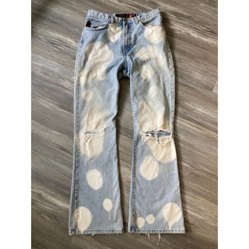 Vintage JNCO Girlie Stuff Razor 1068 USA Made Jeans Bleach Splatter 29x31.5 9